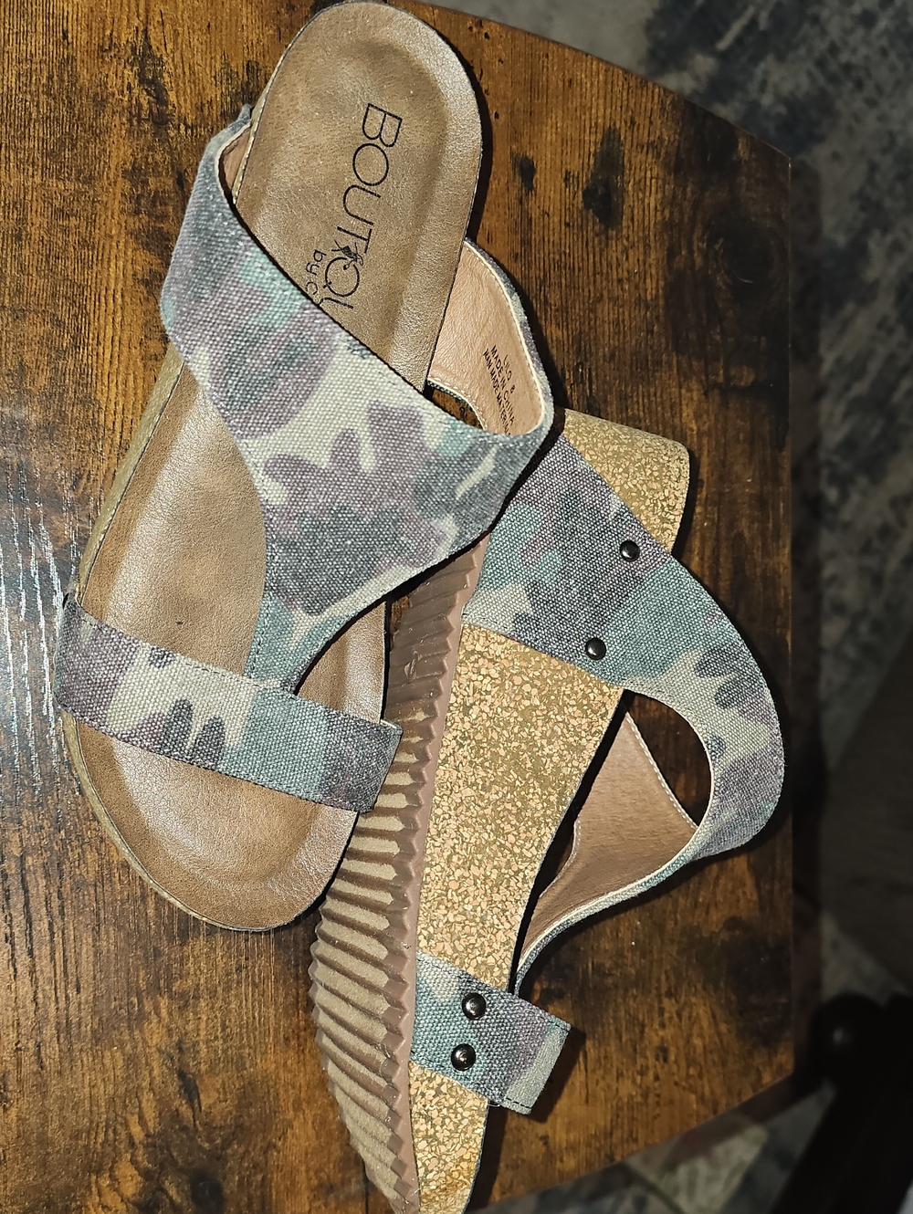 Boutiqu Camo Platform Slide Sandals - Green